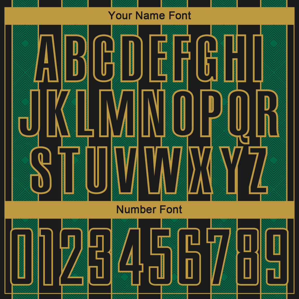 Custom Black Kelly Green-Old Gold Pinstripe Line Sports Sublimation Soccer Uniform Jersey