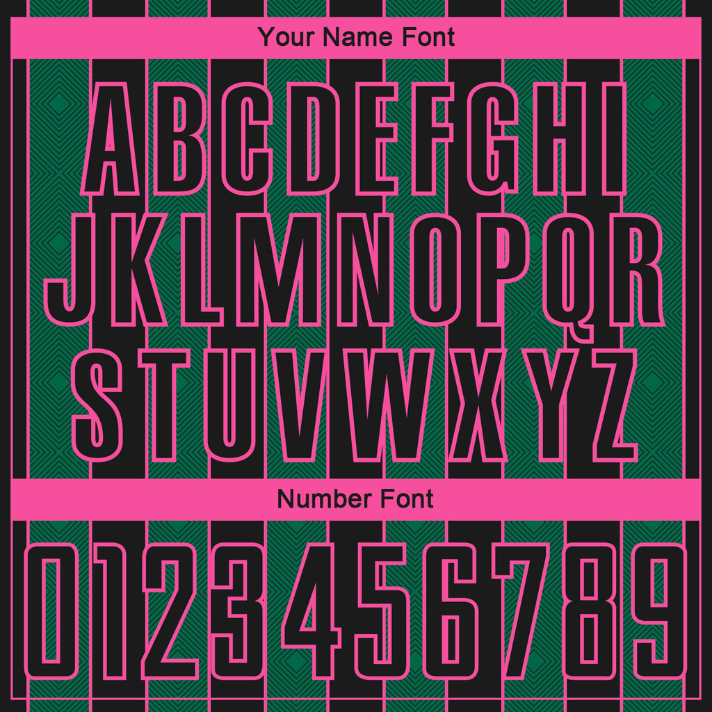 Custom Black Kelly Green-Pink Pinstripe Line Sports Sublimation Soccer Uniform Jersey