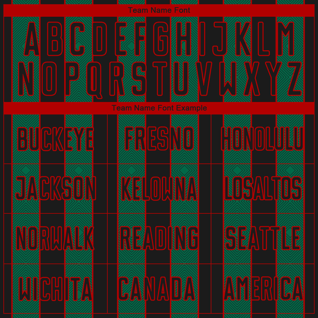 Custom Black Kelly Green-Red Pinstripe Line Sports Sublimation Soccer Uniform Jersey