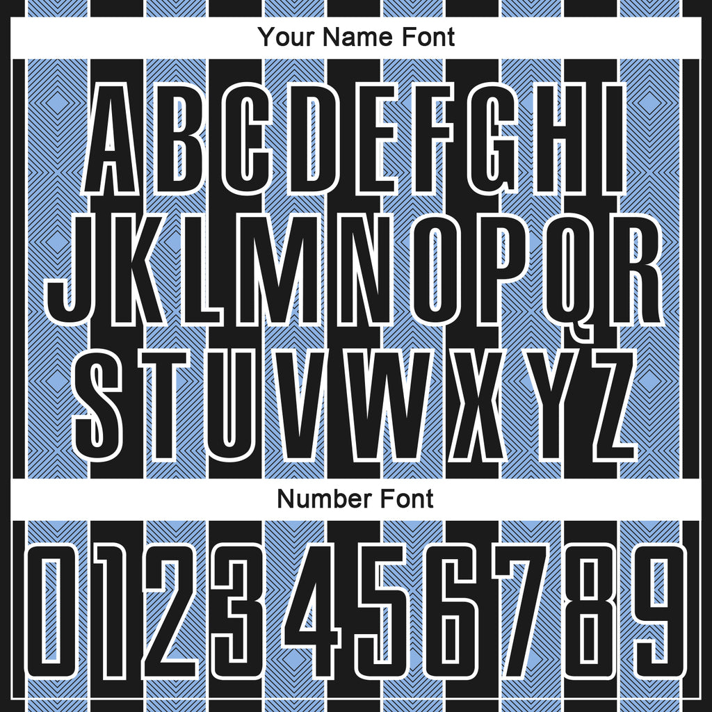 Custom Black Light Blue-White Pinstripe Line Sports Sublimation Soccer Uniform Jersey