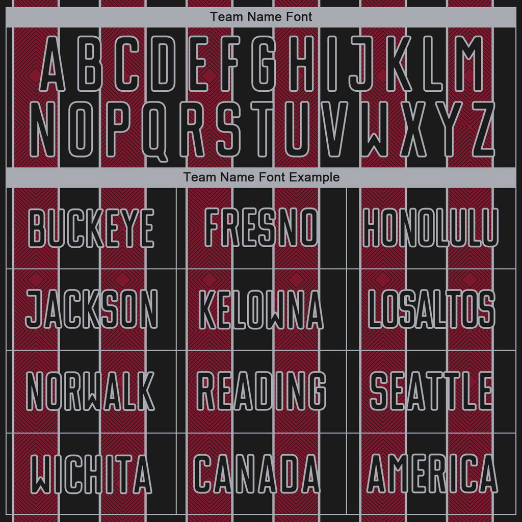 Custom Black Crimson-Gray Pinstripe Line Sports Sublimation Soccer Uniform Jersey