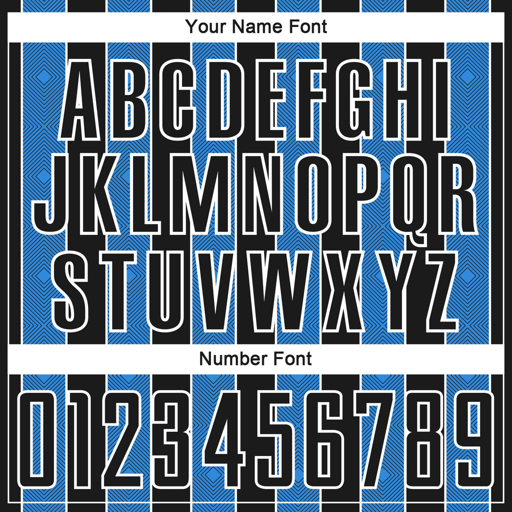 Custom Black Powder Blue-White Pinstripe Line Sports Sublimation Soccer Uniform Jersey