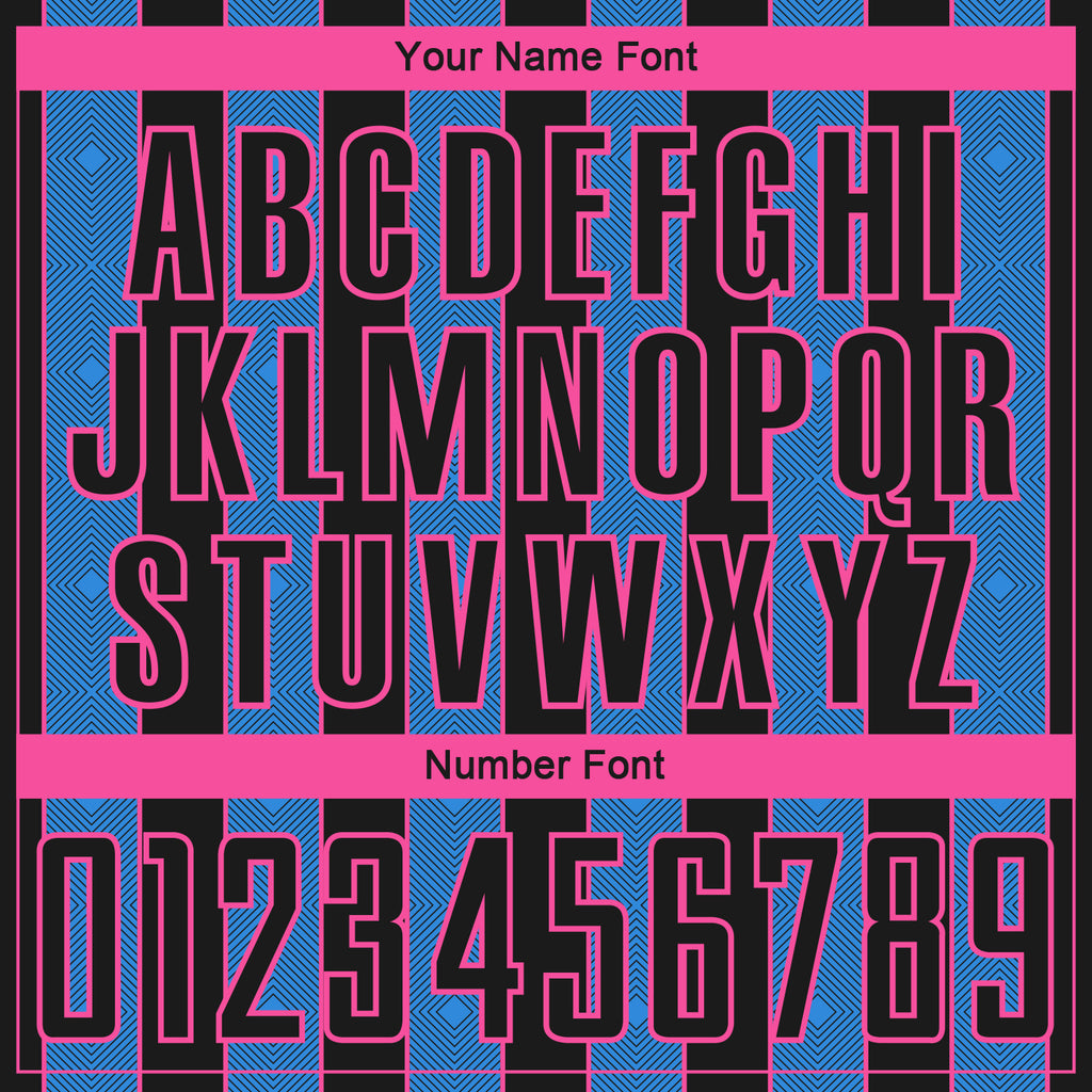 Custom Black Powder Blue-Pink Pinstripe Line Sports Sublimation Soccer Uniform Jersey