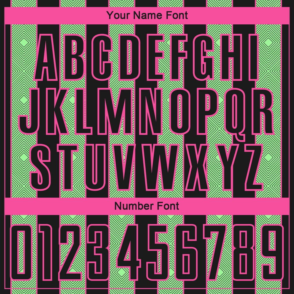 Custom Black Pea Green-Pink Pinstripe Line Sports Sublimation Soccer Uniform Jersey