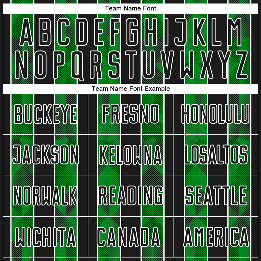 Custom Black Grass Green-White Pinstripe Line Sports Sublimation Soccer Uniform Jersey