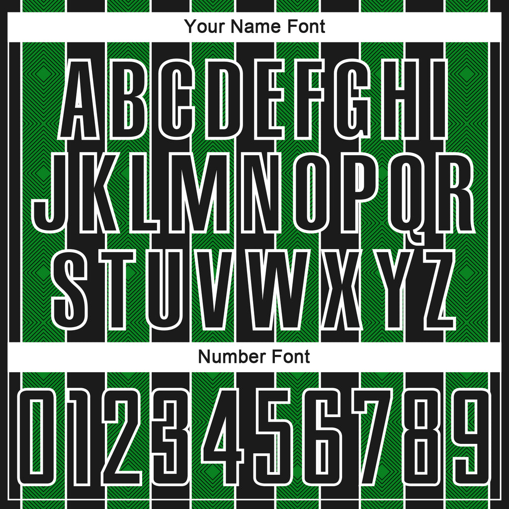 Custom Black Grass Green-White Pinstripe Line Sports Sublimation Soccer Uniform Jersey