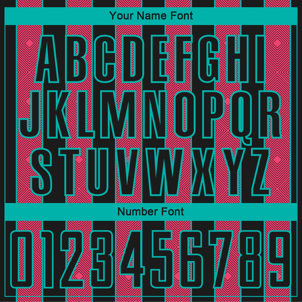 Custom Black Neon Pink-Aqua Pinstripe Line Sports Sublimation Soccer Uniform Jersey