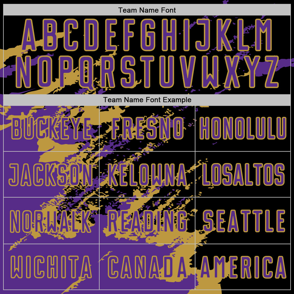 Custom Black Purple-Old Gold Abstract Fragment Art Splash Sports Sublimation Soccer Uniform Jersey