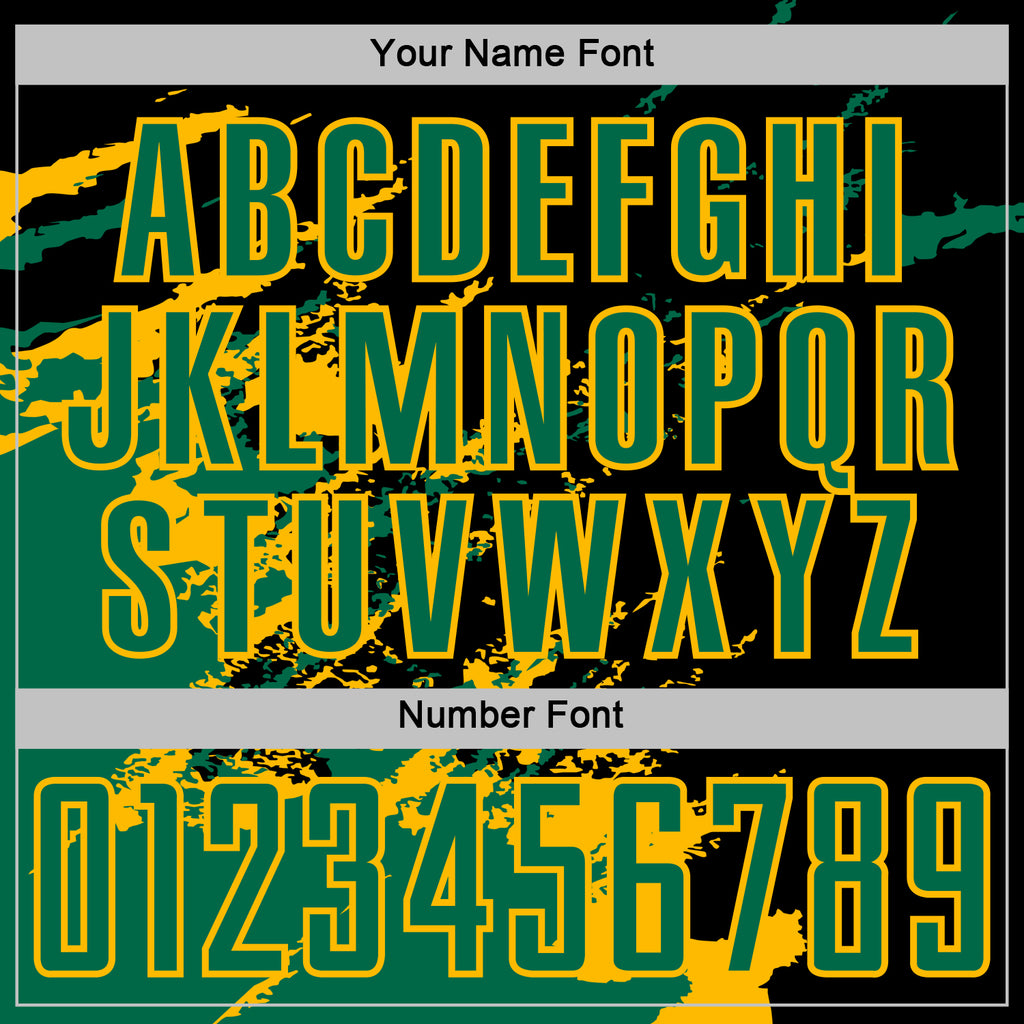 Custom Black Kelly Green-Gold Abstract Fragment Art Splash Sports Sublimation Soccer Uniform Jersey