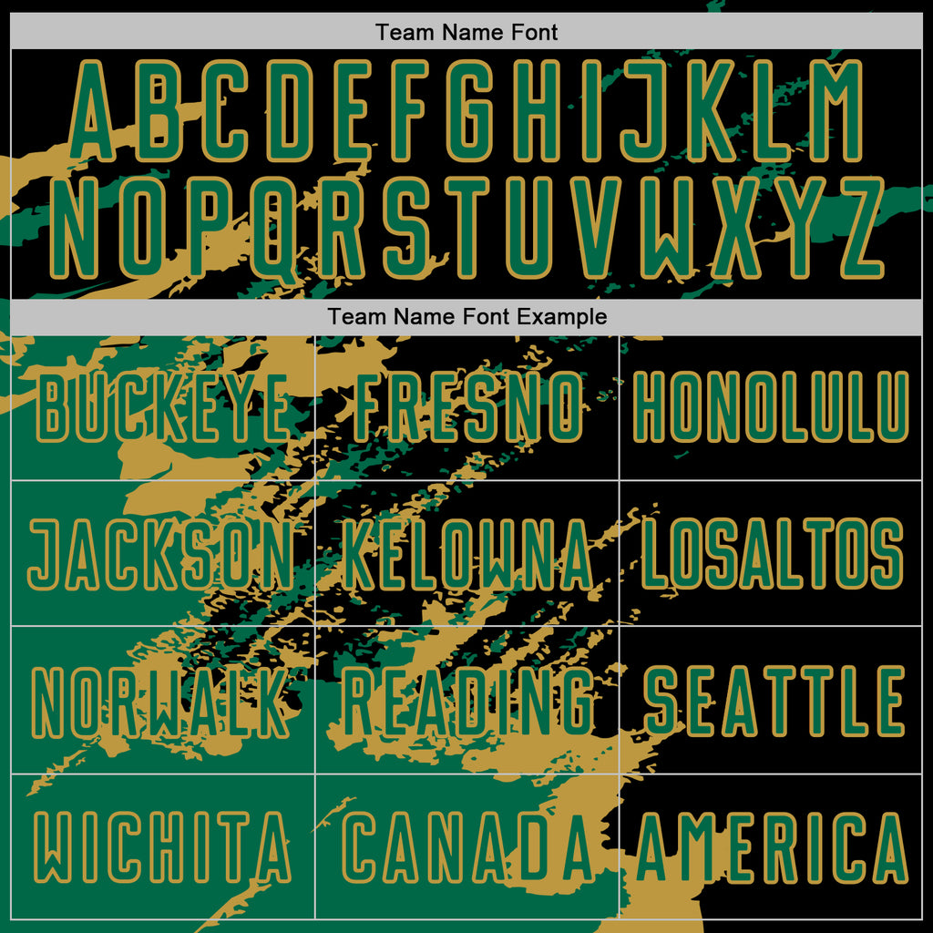 Custom Black Kelly Green-Old Gold Abstract Fragment Art Splash Sports Sublimation Soccer Uniform Jersey