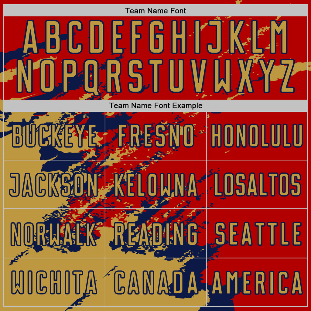 Custom Red Old Gold-Navy Abstract Fragment Art Splash Sports Sublimation Soccer Uniform Jersey