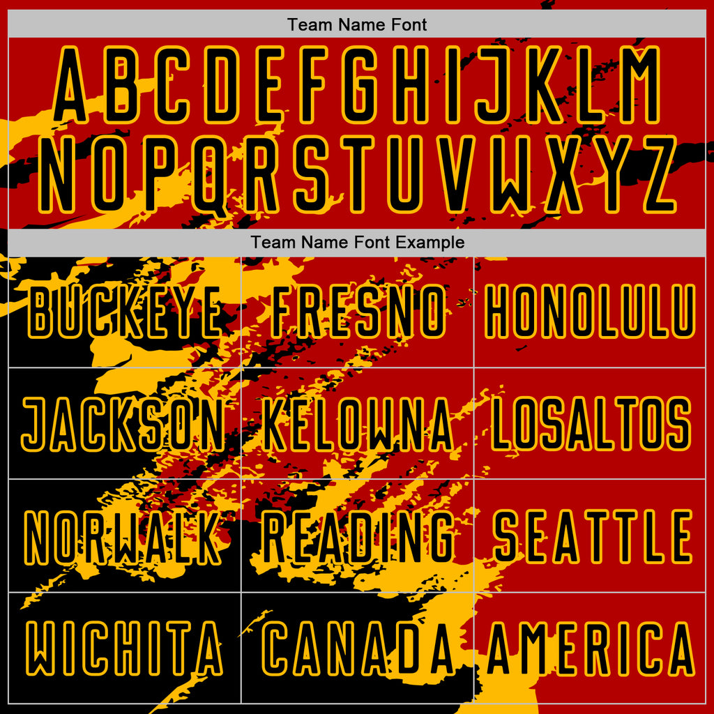 Custom Red Black-Gold Abstract Fragment Art Splash Sports Sublimation Soccer Uniform Jersey