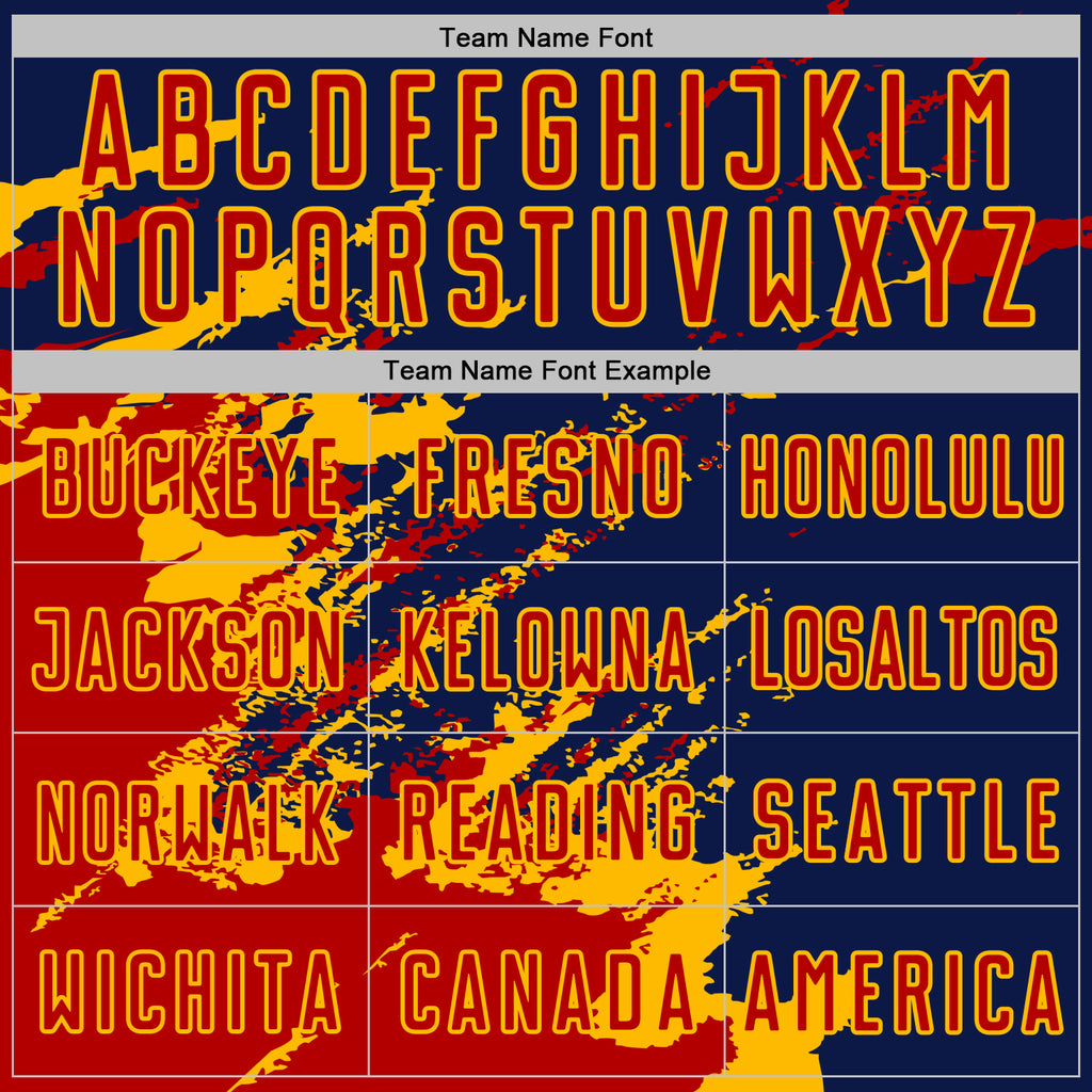 Custom Navy Red-Gold Abstract Fragment Art Splash Sports Sublimation Soccer Uniform Jersey