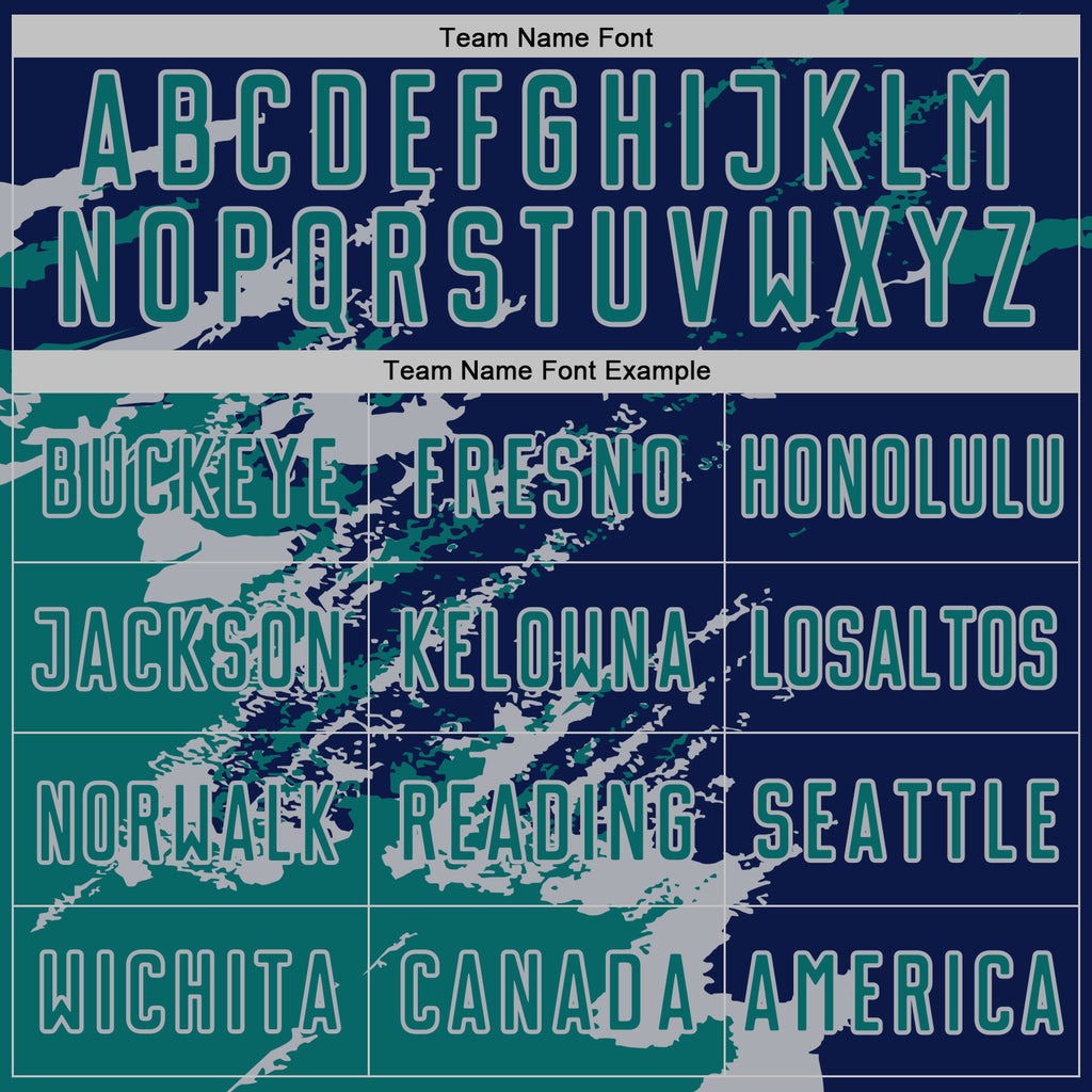 Custom Navy Teal-Gray Abstract Fragment Art Splash Sports Sublimation Soccer Uniform Jersey