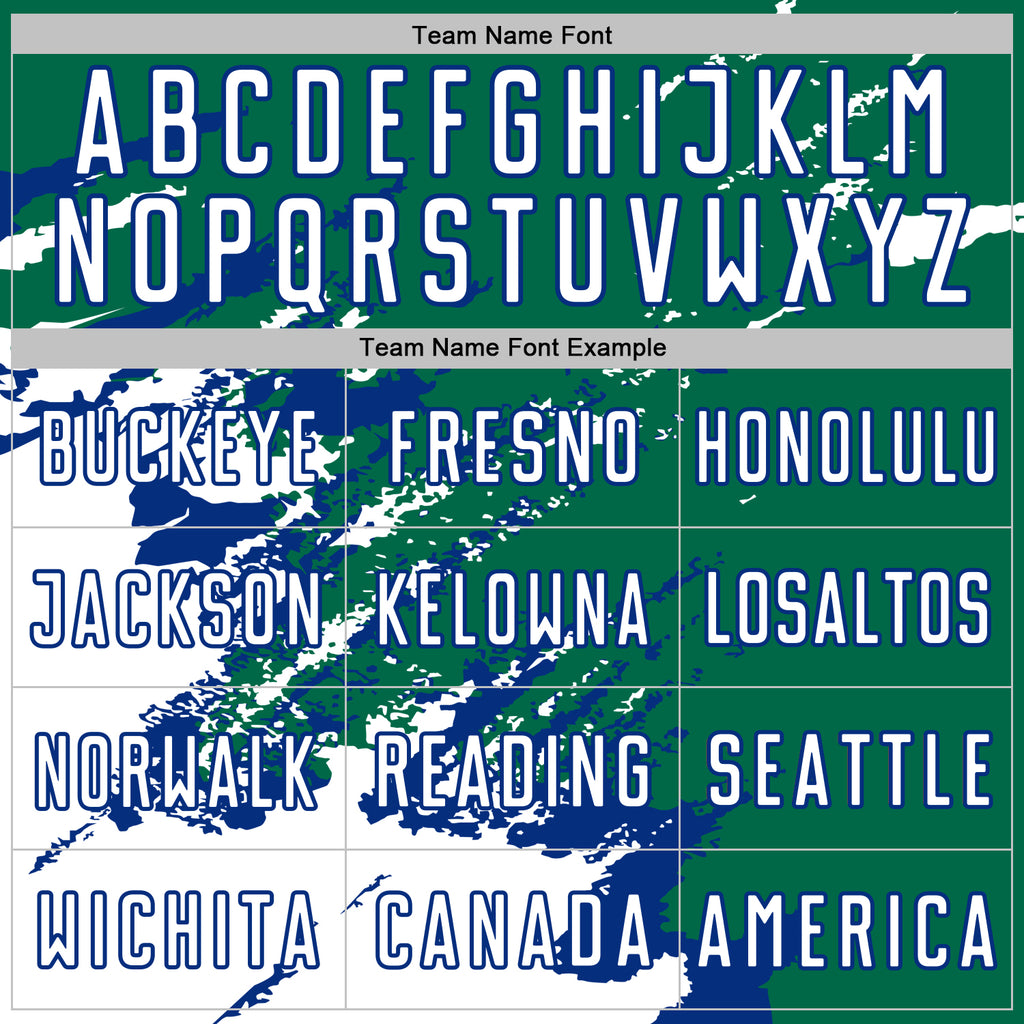 Custom Kelly Green White-Royal Abstract Fragment Art Splash Sports Sublimation Soccer Uniform Jersey