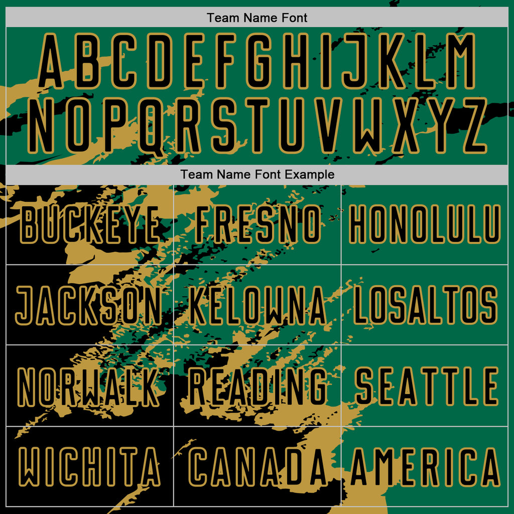 Custom Kelly Green Black-Old Gold Abstract Fragment Art Splash Sports Sublimation Soccer Uniform Jersey