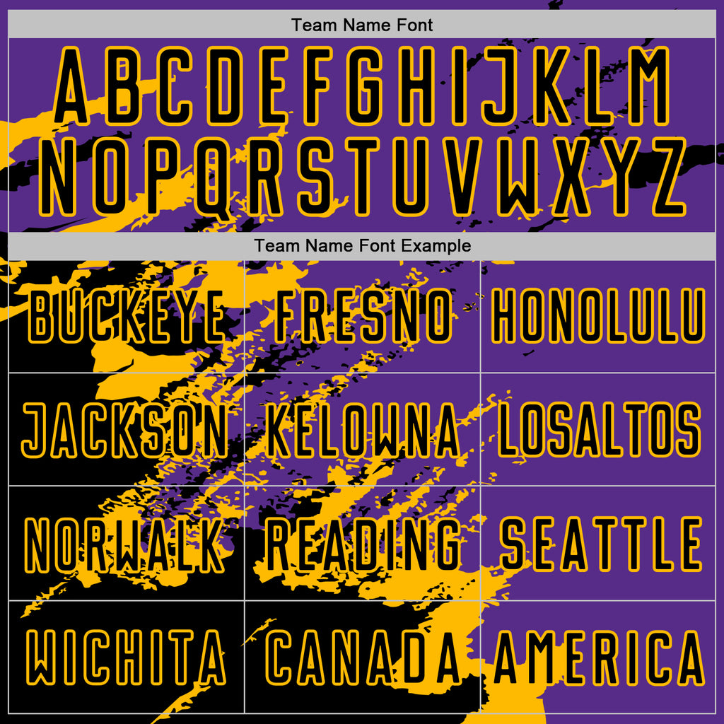 Custom Purple Black-Gold Abstract Fragment Art Splash Sports Sublimation Soccer Uniform Jersey