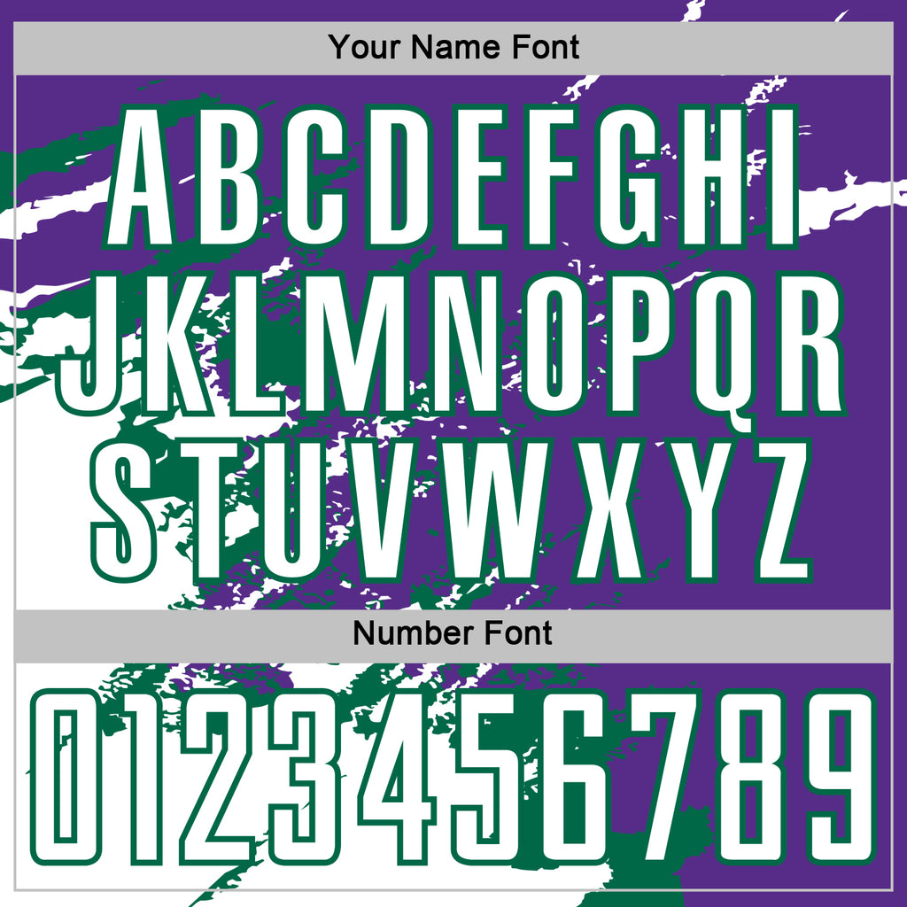 Custom Purple White-Kelly Green Abstract Fragment Art Splash Sports Sublimation Soccer Uniform Jersey