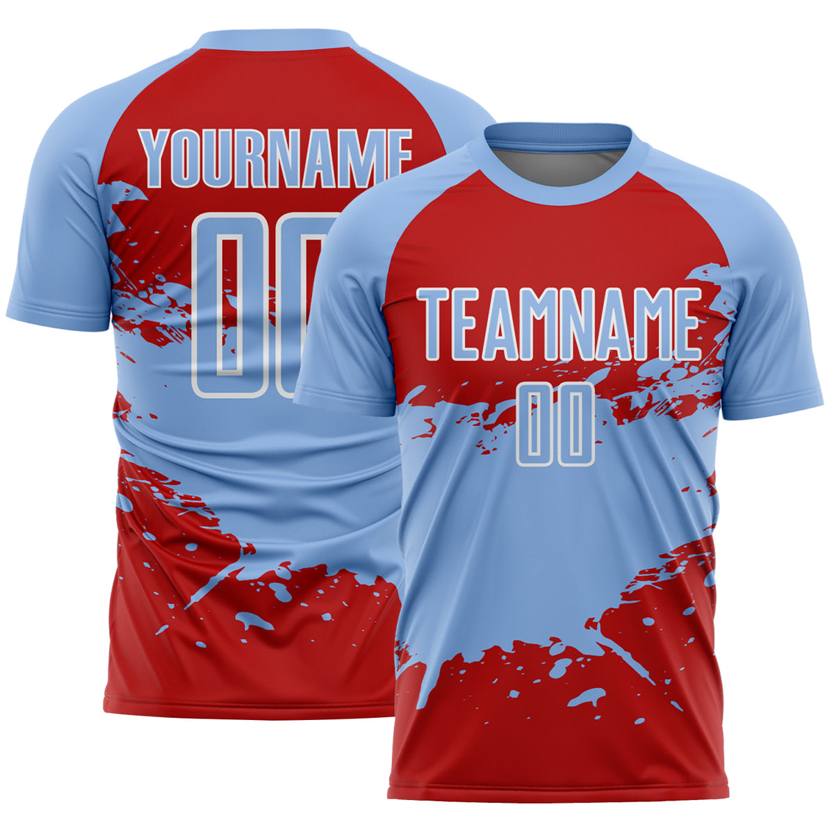 Custom Splash Color Block Sublimation Soccer Uniform Jersey Light Blue ...