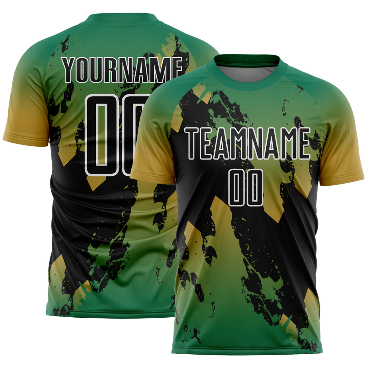 Custom Gradient Splash Sublimation Soccer Uniform Jersey Kelly Green ...