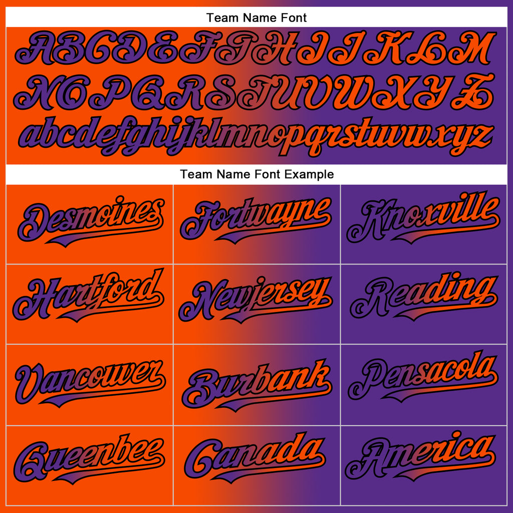 Custom Purple Orange-Black Gradient Fashion Two-Button Unisex Softball Jersey
