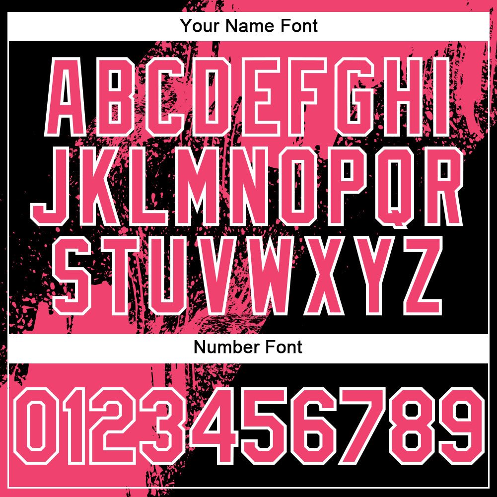 Custom Neon Pink Black-White 3D Pattern Abstract Brush Stroke Two-Button Unisex Softball Jersey