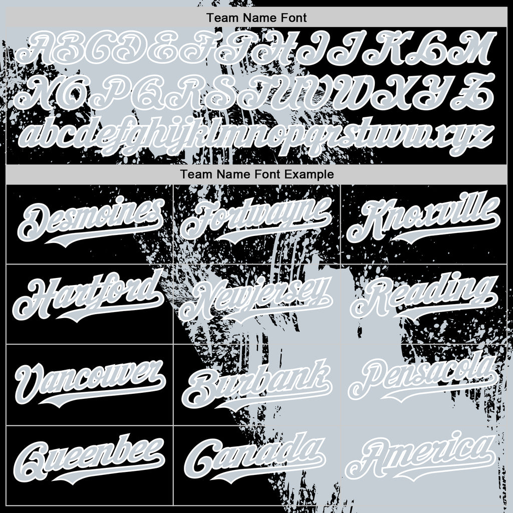 Custom Silver Black-White 3D Pattern Abstract Brush Stroke Two-Button Unisex Softball Jersey