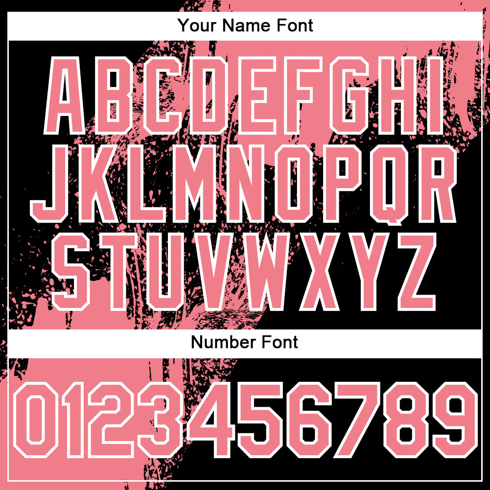 Custom Medium Pink Black-White 3D Pattern Abstract Brush Stroke Two-Button Unisex Softball Jersey