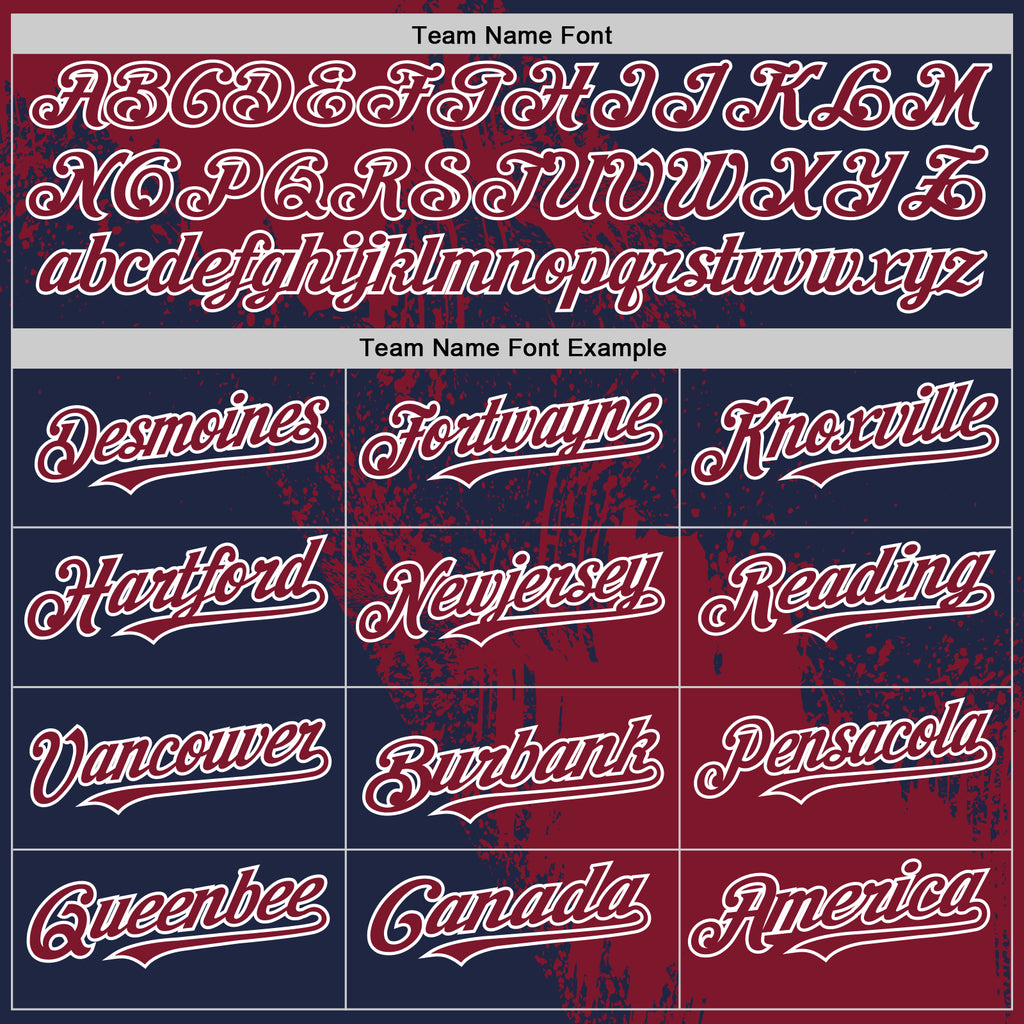 Custom Crimson Navy-White 3D Pattern Abstract Brush Stroke Two-Button Unisex Softball Jersey