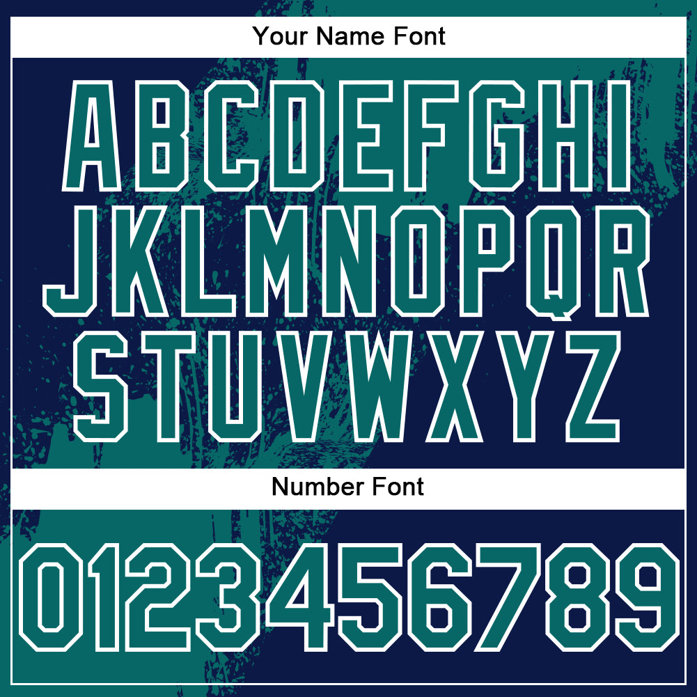 Custom Teal Navy-White 3D Pattern Abstract Brush Stroke Two-Button Unisex Softball Jersey
