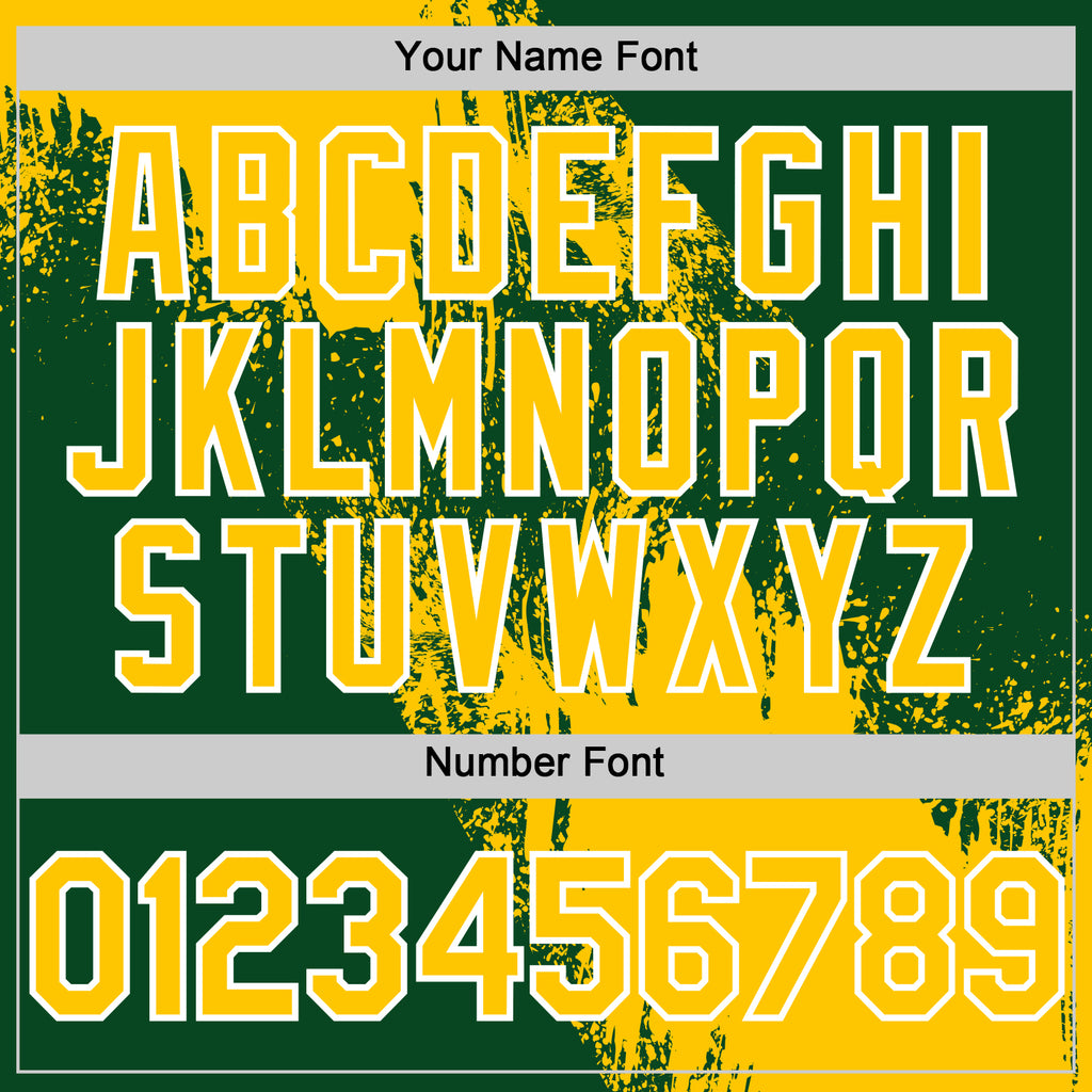 Custom Yellow Green-White 3D Pattern Abstract Brush Stroke Two-Button Unisex Softball Jersey