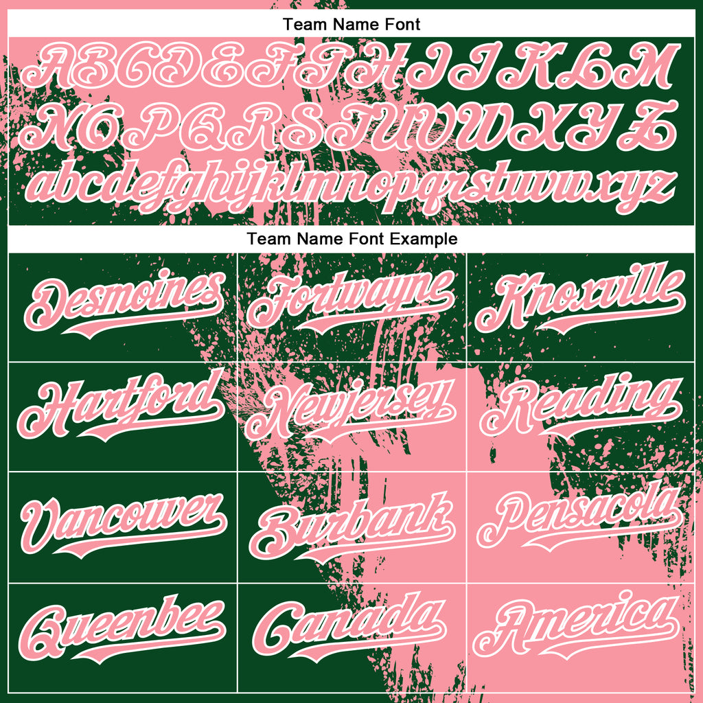 Custom Medium Pink Green-White 3D Pattern Abstract Brush Stroke Two-Button Unisex Softball Jersey