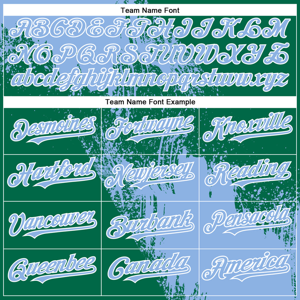 Custom Light Blue Kelly Green-White 3D Pattern Abstract Brush Stroke Two-Button Unisex Softball Jersey