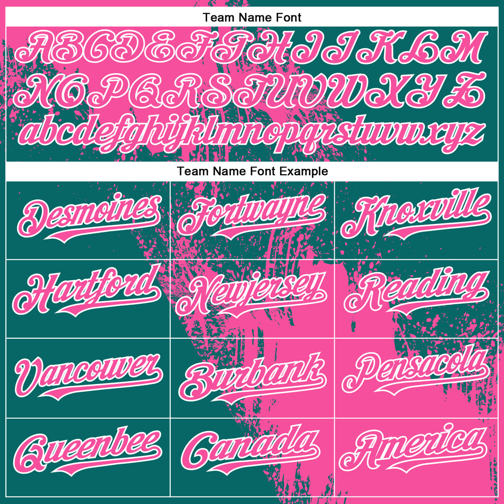 Custom Pink Teal-White 3D Pattern Abstract Brush Stroke Two-Button Unisex Softball Jersey