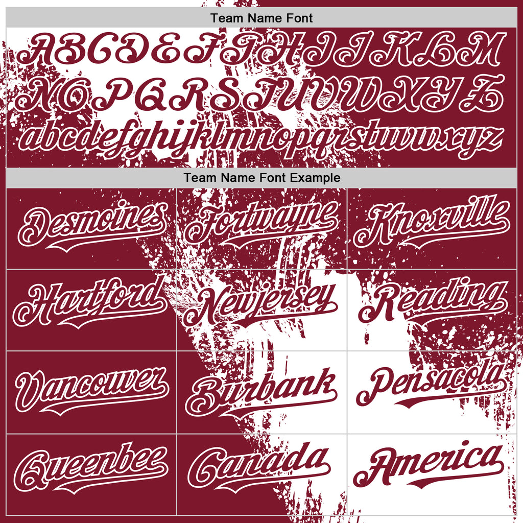 Custom White Crimson 3D Pattern Abstract Brush Stroke Two-Button Unisex Softball Jersey