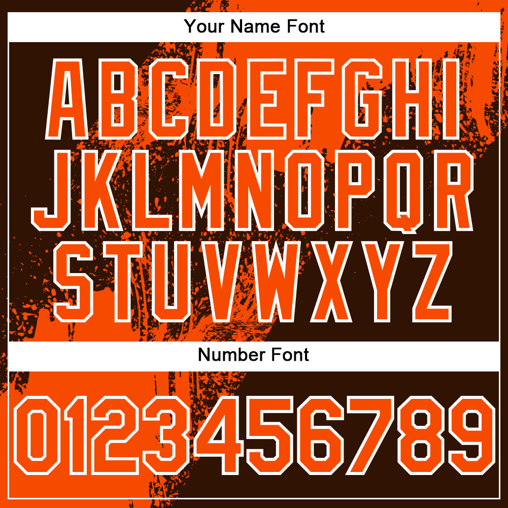 Custom Orange Brown-White 3D Pattern Abstract Brush Stroke Two-Button Unisex Softball Jersey