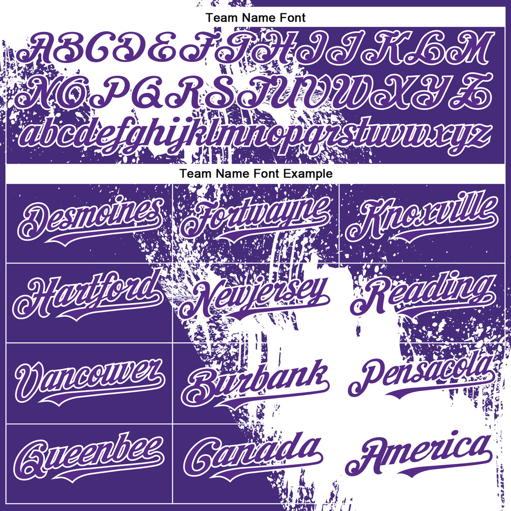 Custom White Purple 3D Pattern Abstract Brush Stroke Two-Button Unisex Softball Jersey