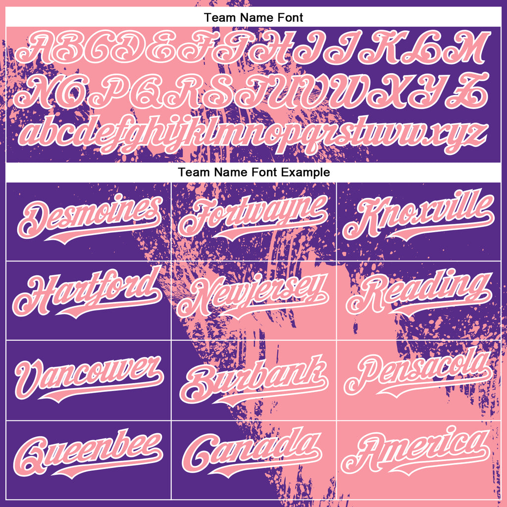 Custom Medium Pink Purple-White 3D Pattern Abstract Brush Stroke Two-Button Unisex Softball Jersey