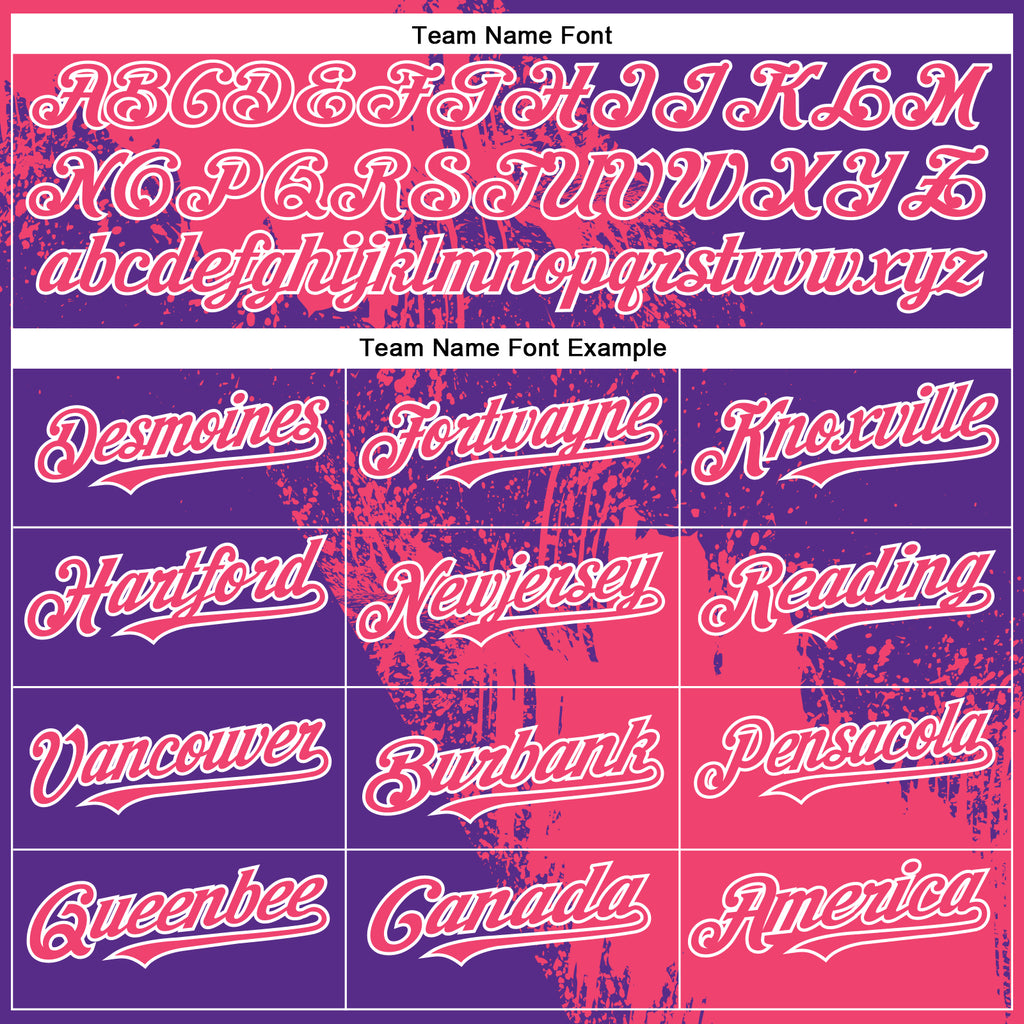 Custom Neon Pink Purple-White 3D Pattern Abstract Brush Stroke Two-Button Unisex Softball Jersey