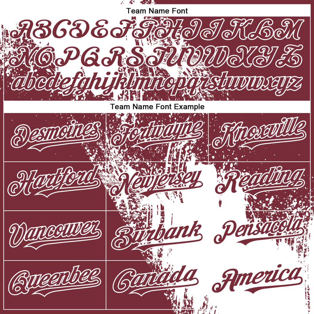 Custom White Burgundy 3D Pattern Abstract Brush Stroke Two-Button Unisex Softball Jersey