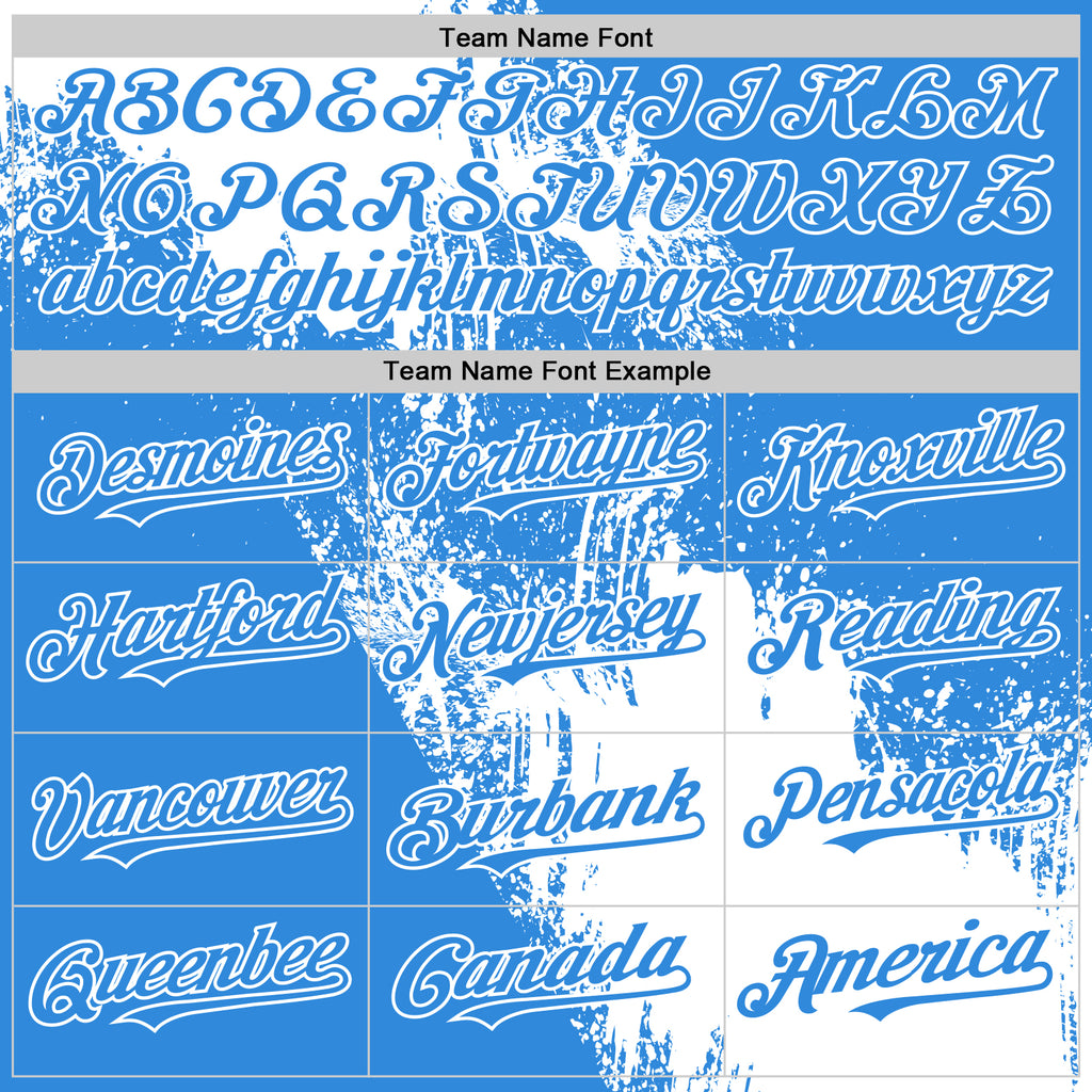 Custom White Electric Blue 3D Pattern Abstract Brush Stroke Two-Button Unisex Softball Jersey