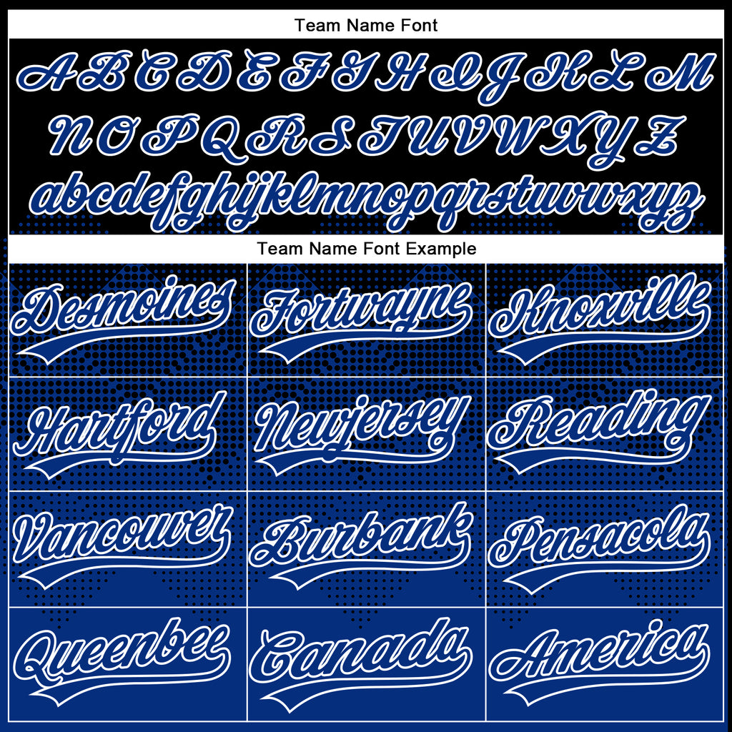 Custom Black Royal-White 3D Gradient Square Shape Two-Button Unisex Softball Jersey