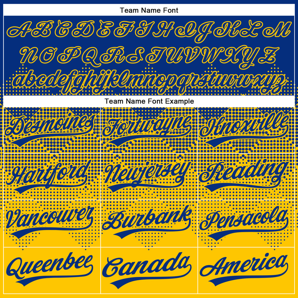 Custom Royal Yellow 3D Gradient Square Shape Two-Button Unisex Softball Jersey