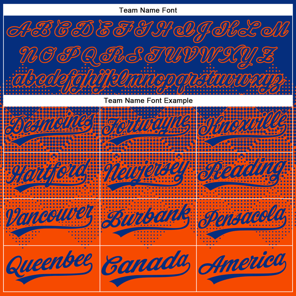 Custom Royal Orange 3D Gradient Square Shape Two-Button Unisex Softball Jersey