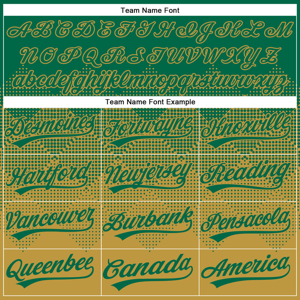Custom Kelly Green Old Gold 3D Gradient Square Shape Two-Button Unisex Softball Jersey