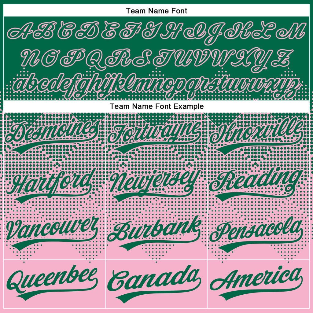 Custom Kelly Green Light Pink 3D Gradient Square Shape Two-Button Unisex Softball Jersey