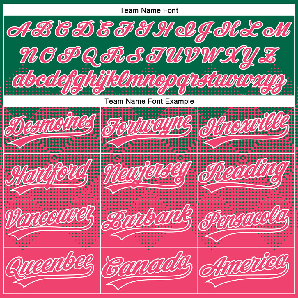 Custom Kelly Green Neon Pink-White 3D Gradient Square Shape Two-Button Unisex Softball Jersey