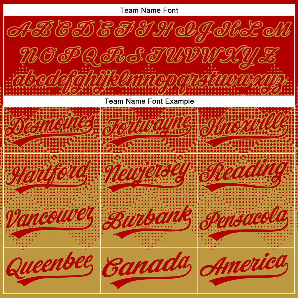 Custom Red Old Gold 3D Gradient Square Shape Two-Button Unisex Softball Jersey