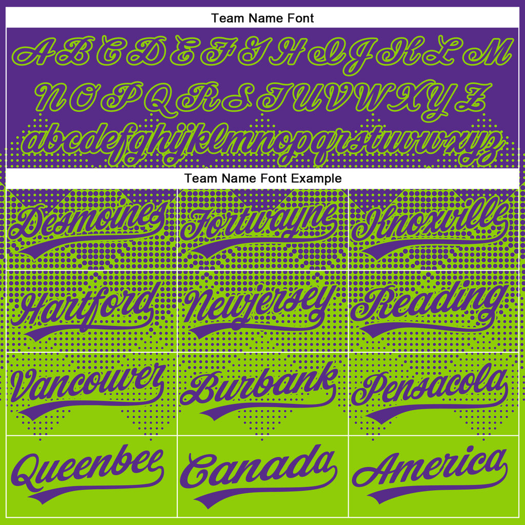 Custom Purple Neon Green 3D Gradient Square Shape Two-Button Unisex Softball Jersey