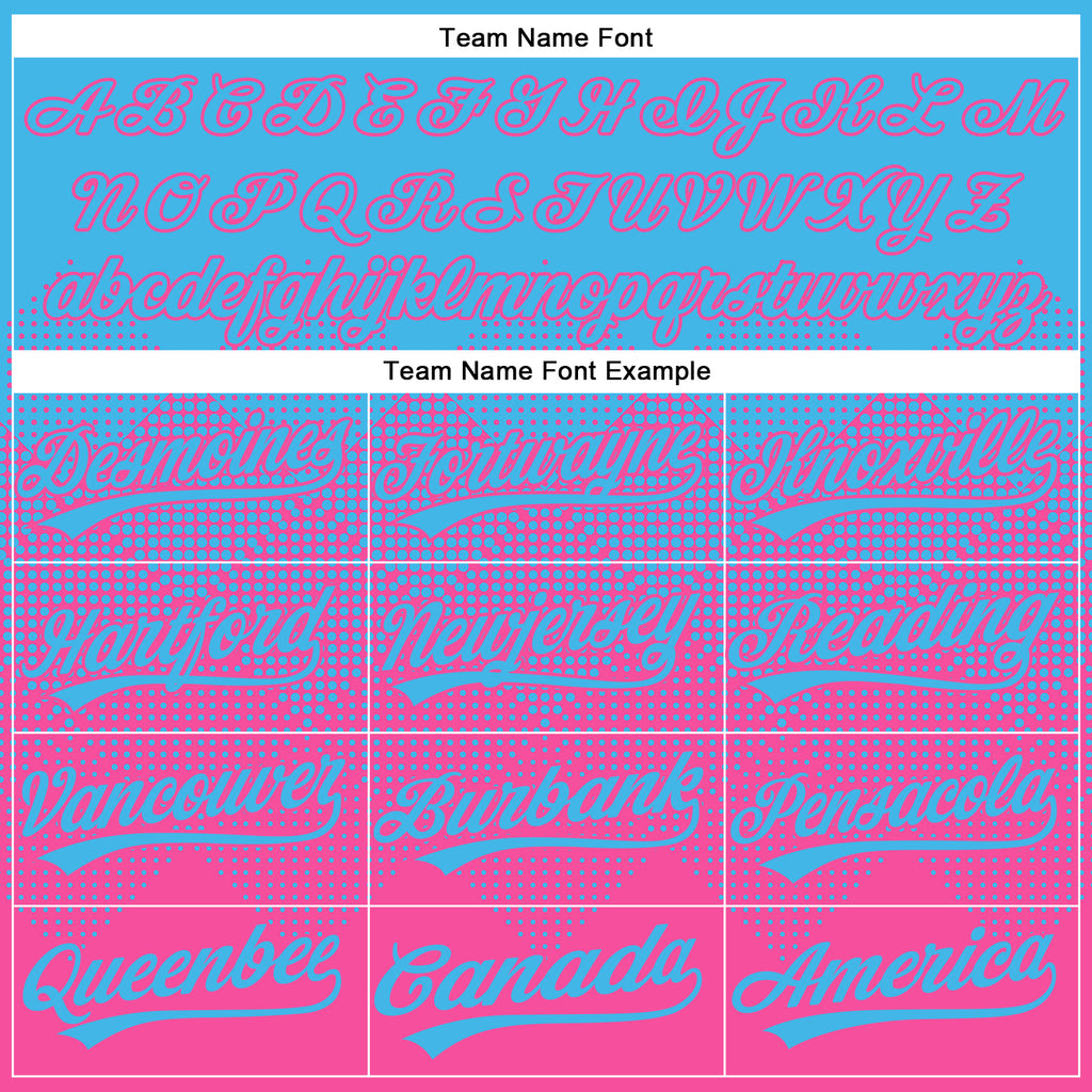 Custom Sky Blue Pink 3D Gradient Square Shape Two-Button Unisex Softball Jersey